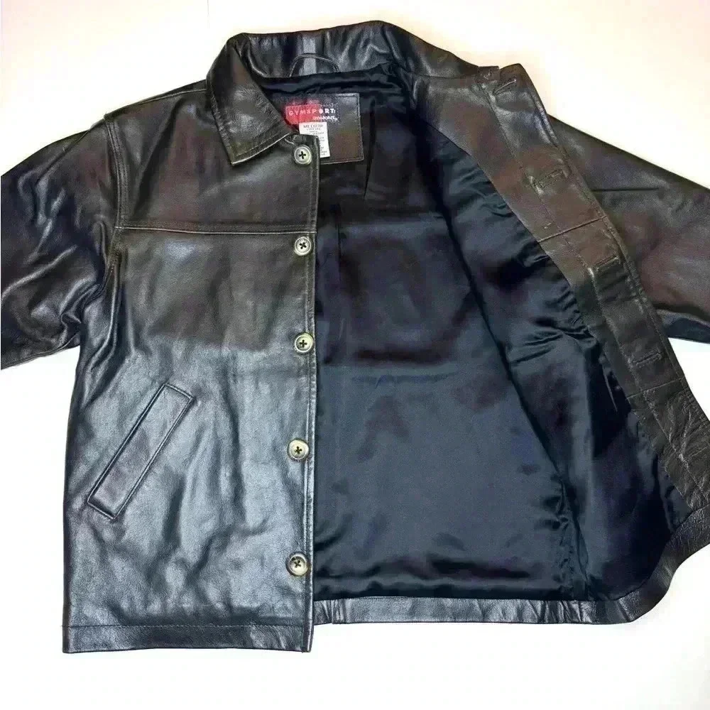 Gymsport Gymboree 100% Leather Dark Brown Fully Lined Jacket Youth 3 4 years M